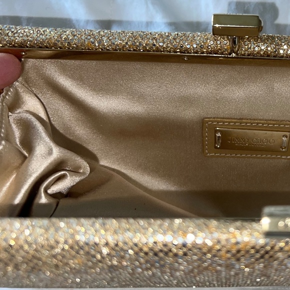 Jimmy Choo Gold Lame Glitter Clutch - Picture 3 of 7